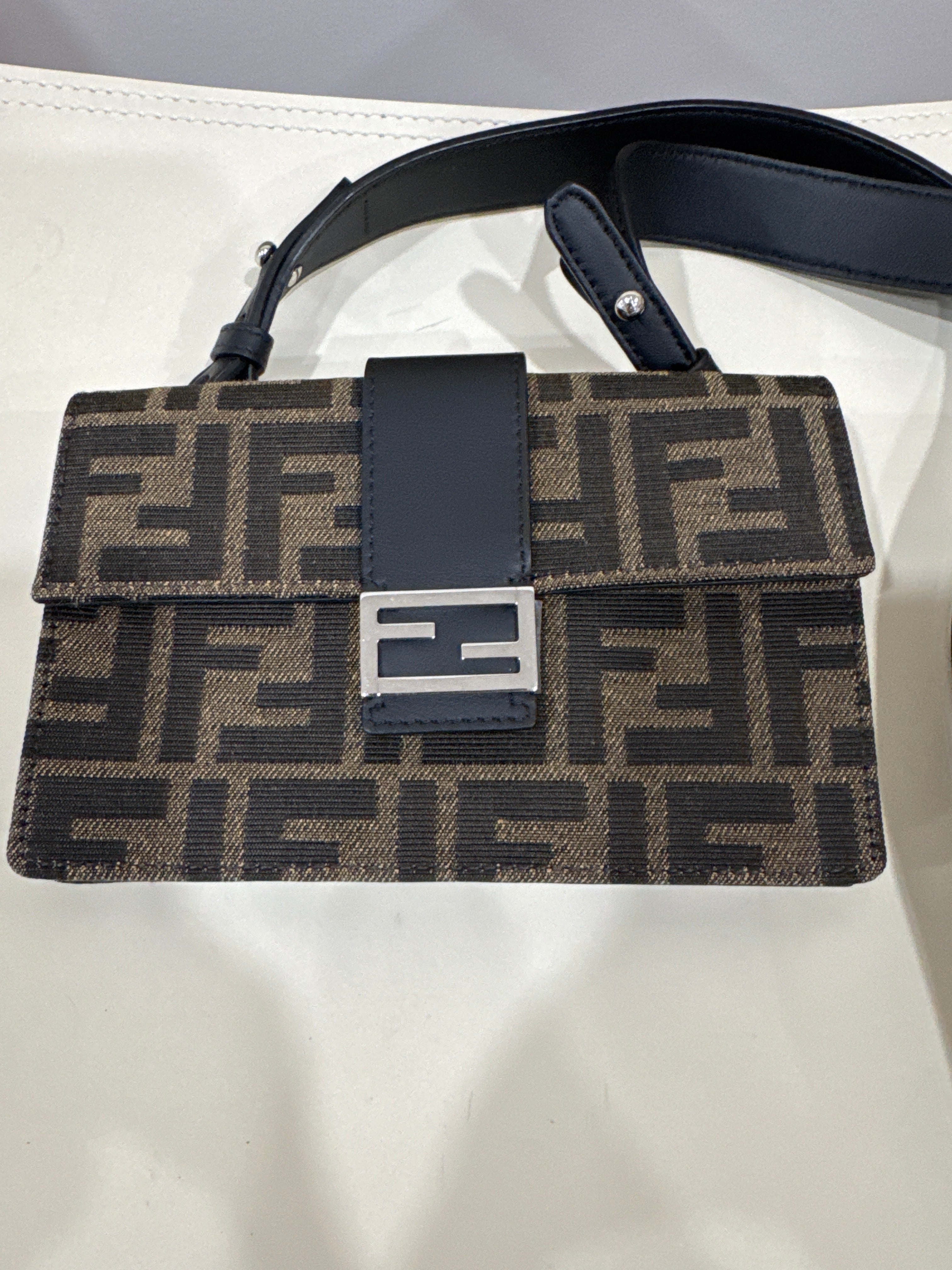 Fendi Jacquard Vitello Grace FF 1974 Baguette Belt Pouch