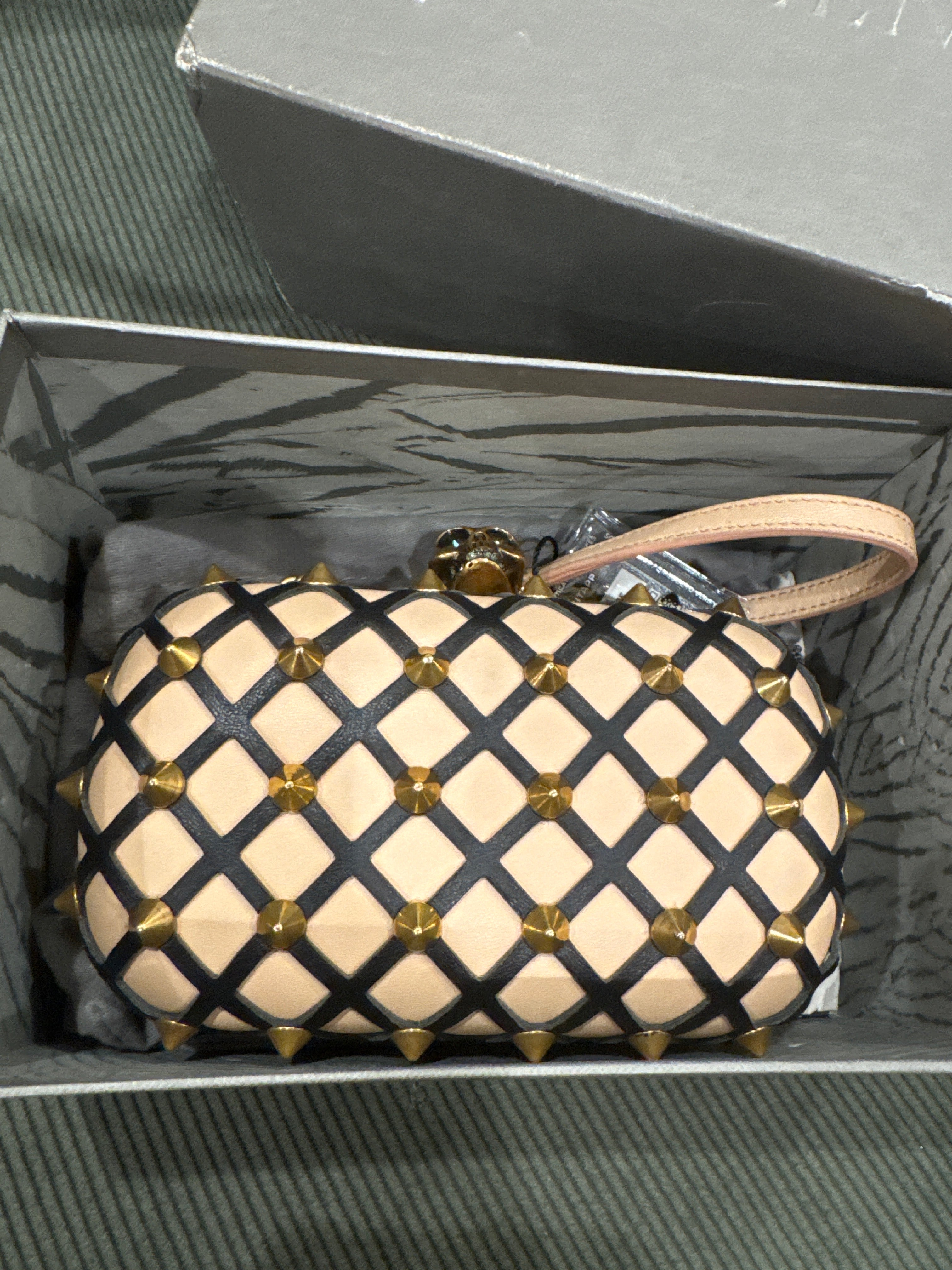Alexander McQueen Rockstud Skull Box Clutch