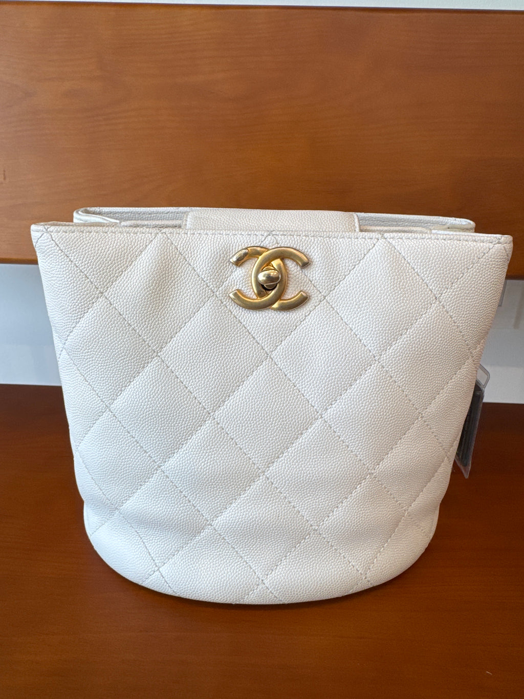 Chanel CC Quilted Caviar Chain Scarf Handle Bucket Bag