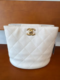 Chanel CC Quilted Caviar Chain Scarf Handle Bucket Bag