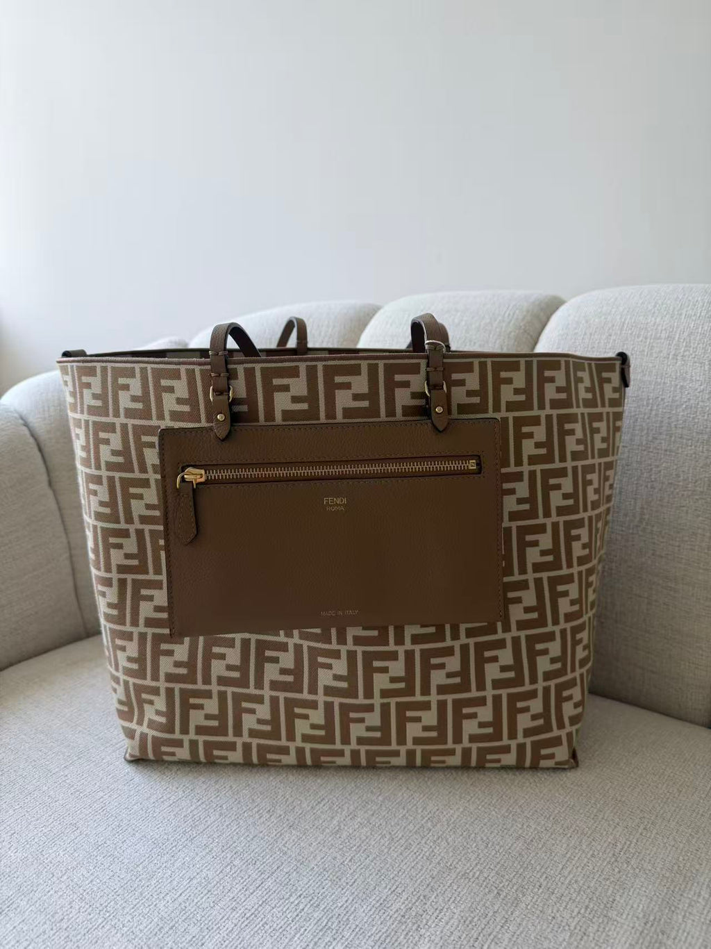 5526 Fendi Roll FF Zucca Print Shopping Tote Bag