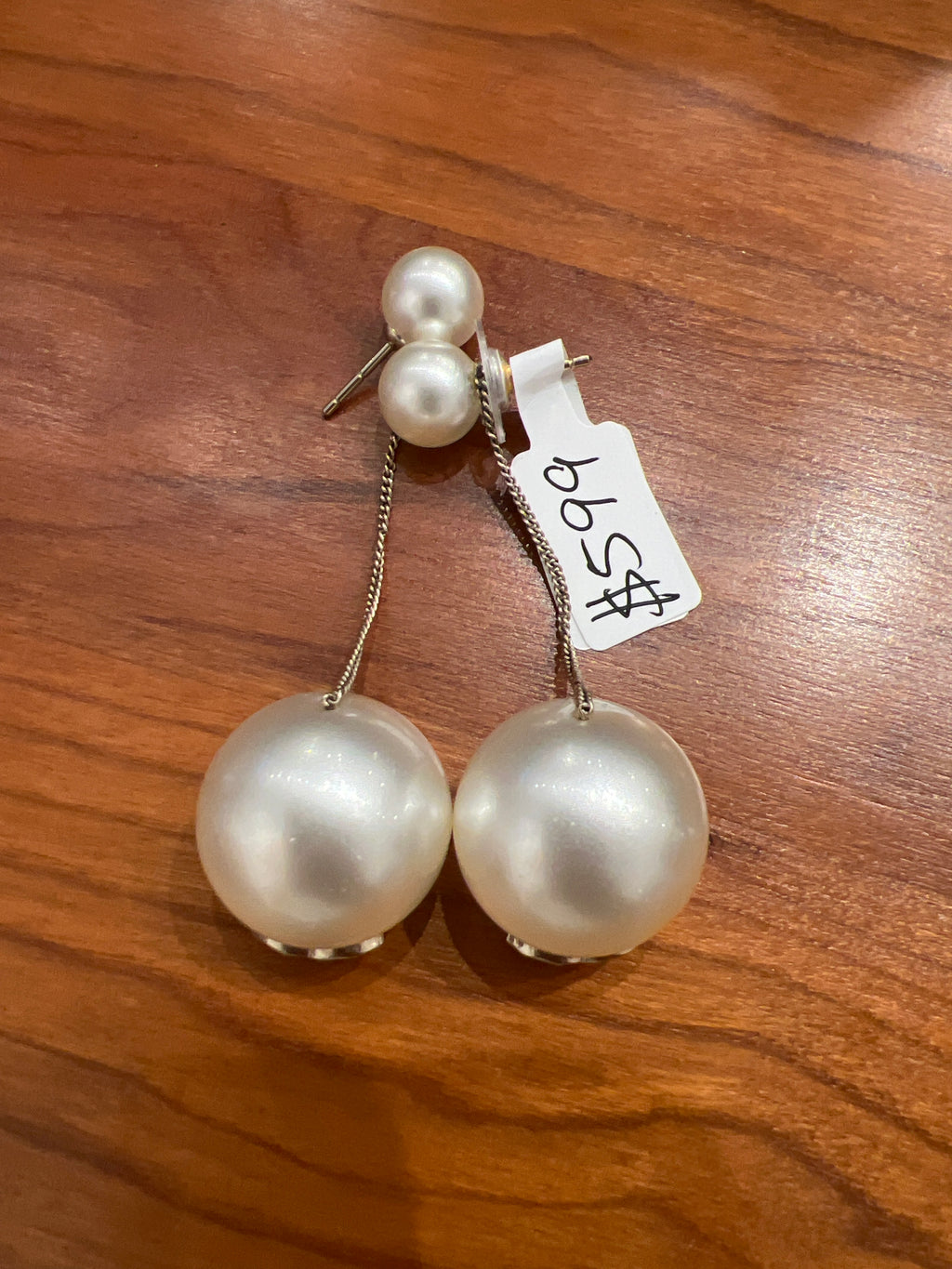Chanel gold dangle pearl earrings