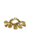 Chanel Vintage Gold Metal Rue Cambon Multi Charm Bracelet