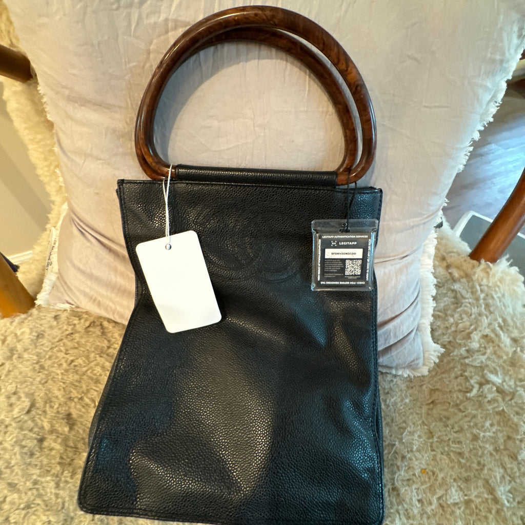 Chanel CC Caviar Wood
Top Handle Tote