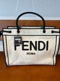Fendi Canvas Logo Large Shopping Tote