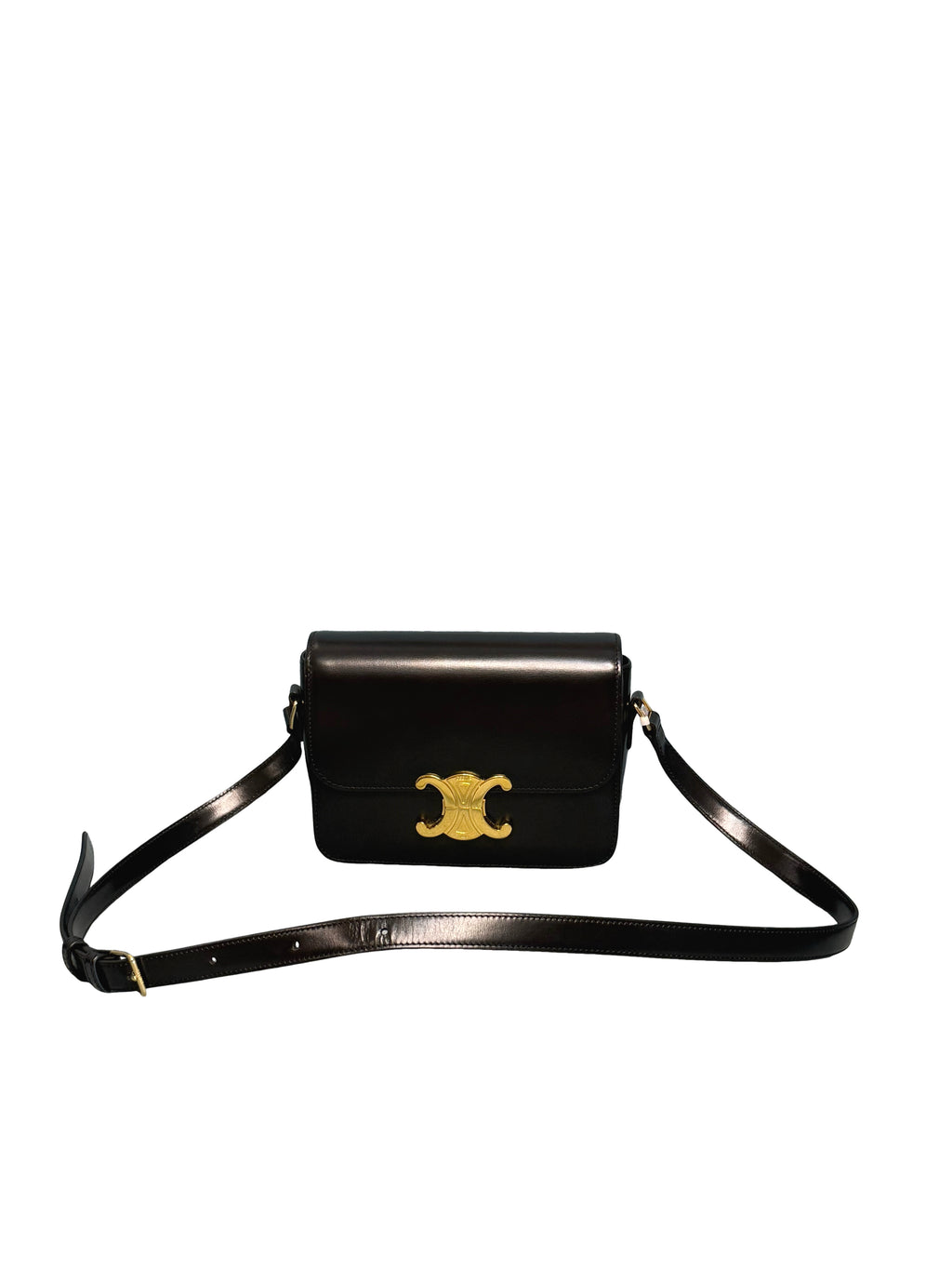 Celine Shiny Calfskin Triomphe Crossbody Bag