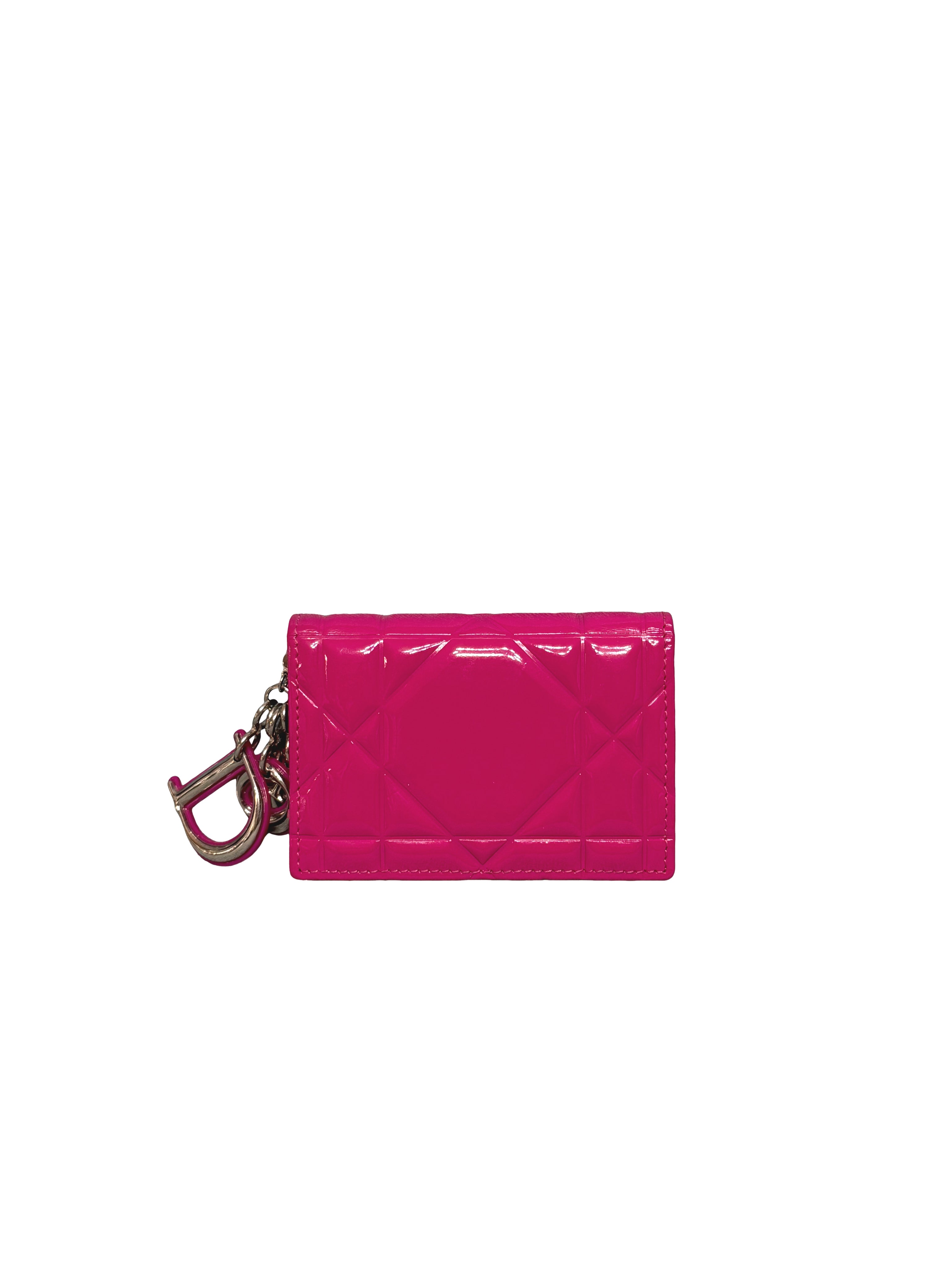 Christian Dior Patent Cannage D Charm Card Holder