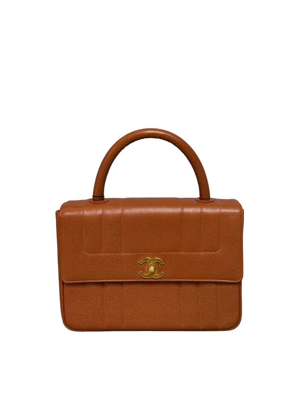 Chanel Pebbled Caviar Leather Top Handle Flap Handbag