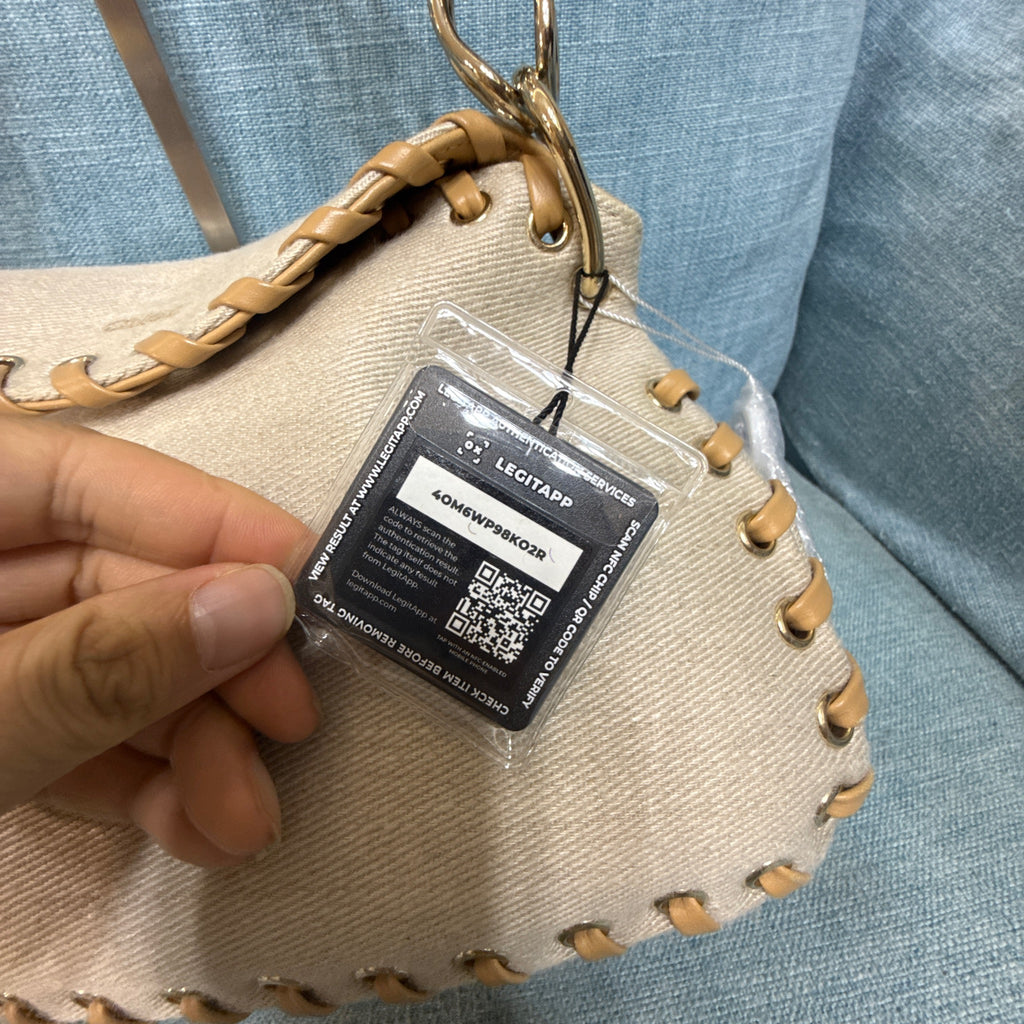 Chloé Cotton Canvas Leather Laced Chain Shoulder Bag