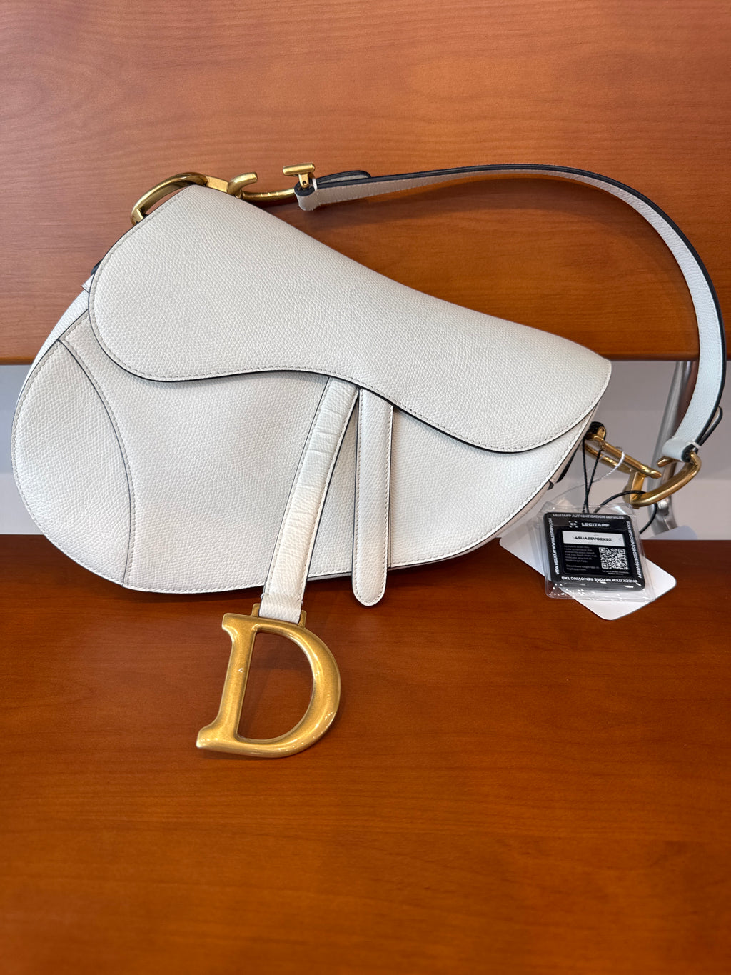 Dior Grained Calfskin Saddle Bag Medium White CM2882