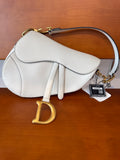 Dior Grained Calfskin Saddle Bag Medium White CM2882