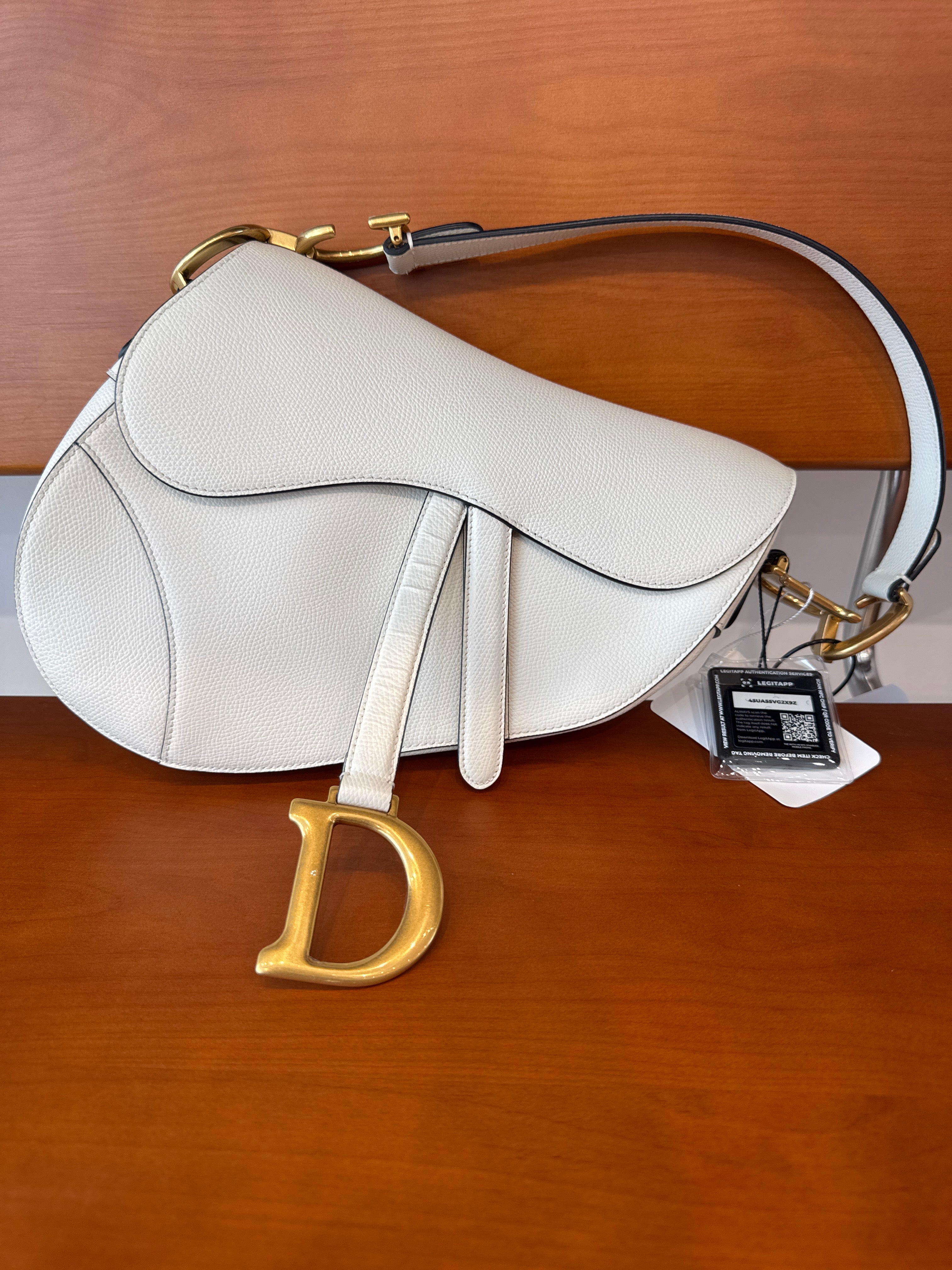 Dior Grained Calfskin Saddle Bag Medium White CM2882