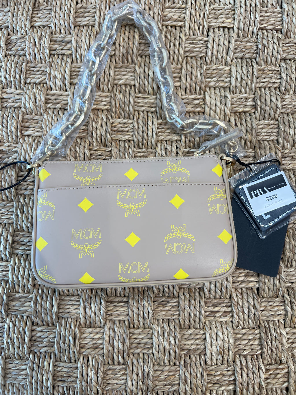 MCM Color Splash Logo Croissant Smooth Leather Mini Pouch Crossbody Handbag