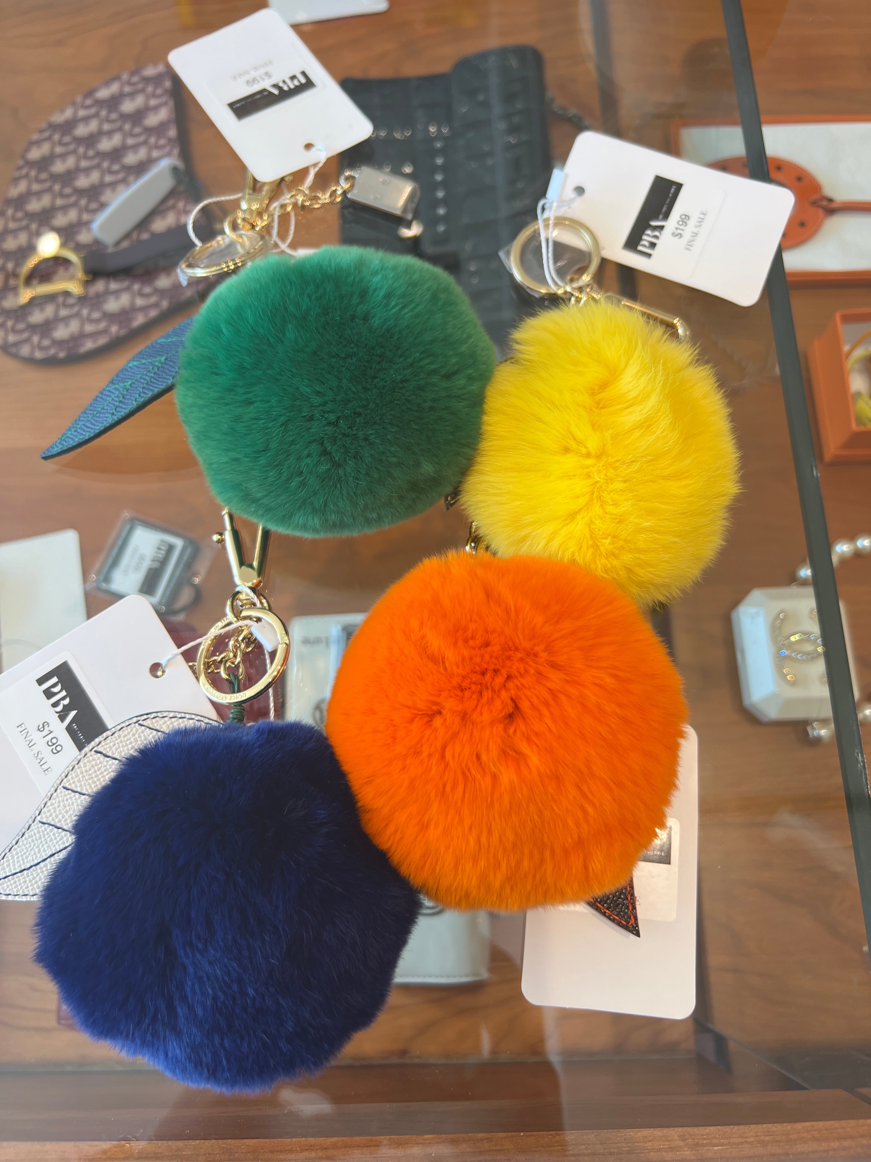 Dolce & Gabbana Rabbit Fur Fruit Charm Keychain