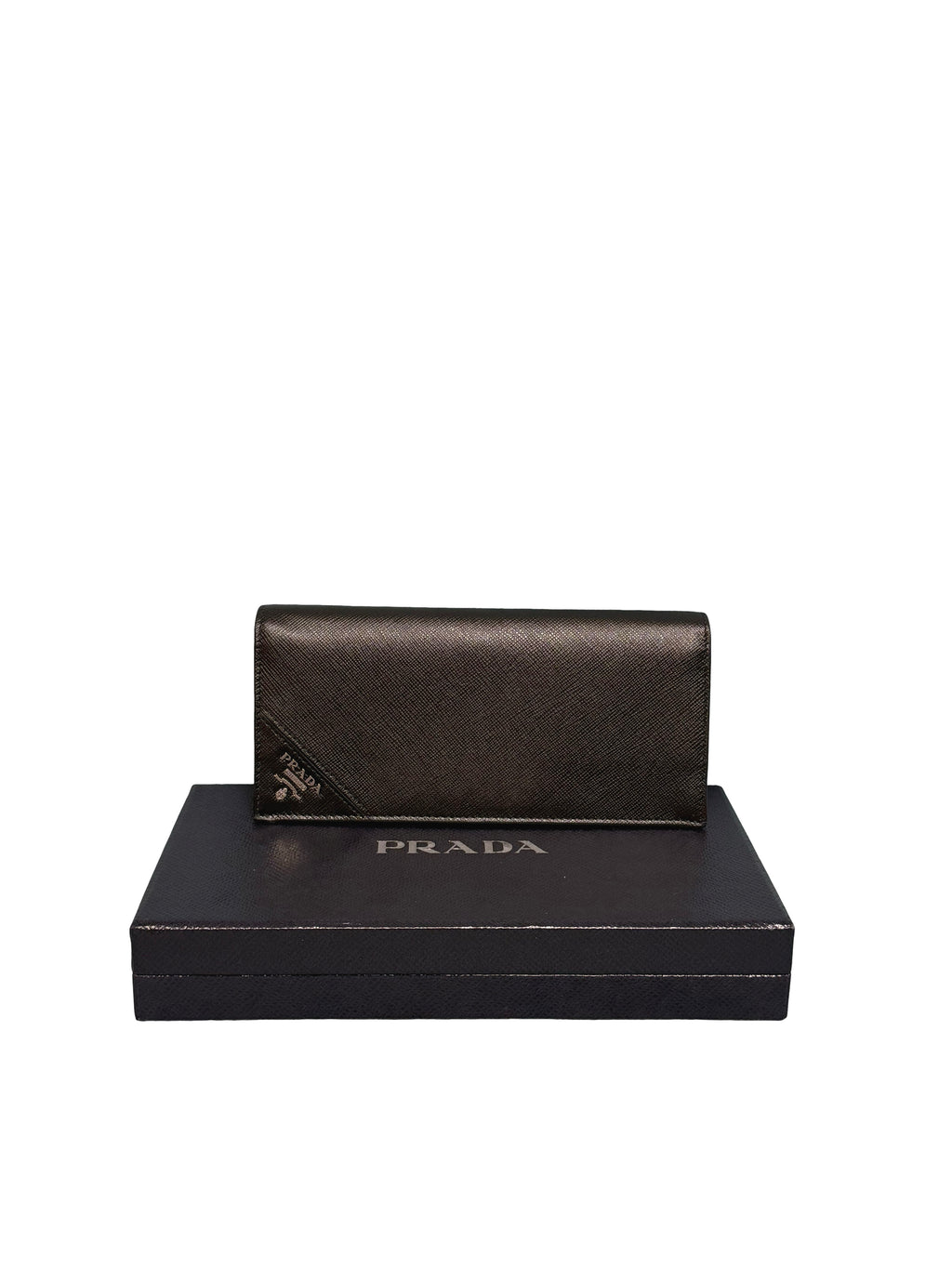 Prada Saffiano Leather Logo Long Wallet