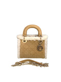 Christian Dior Micro Lady Dior Shearling‑Trim Suede Handbag