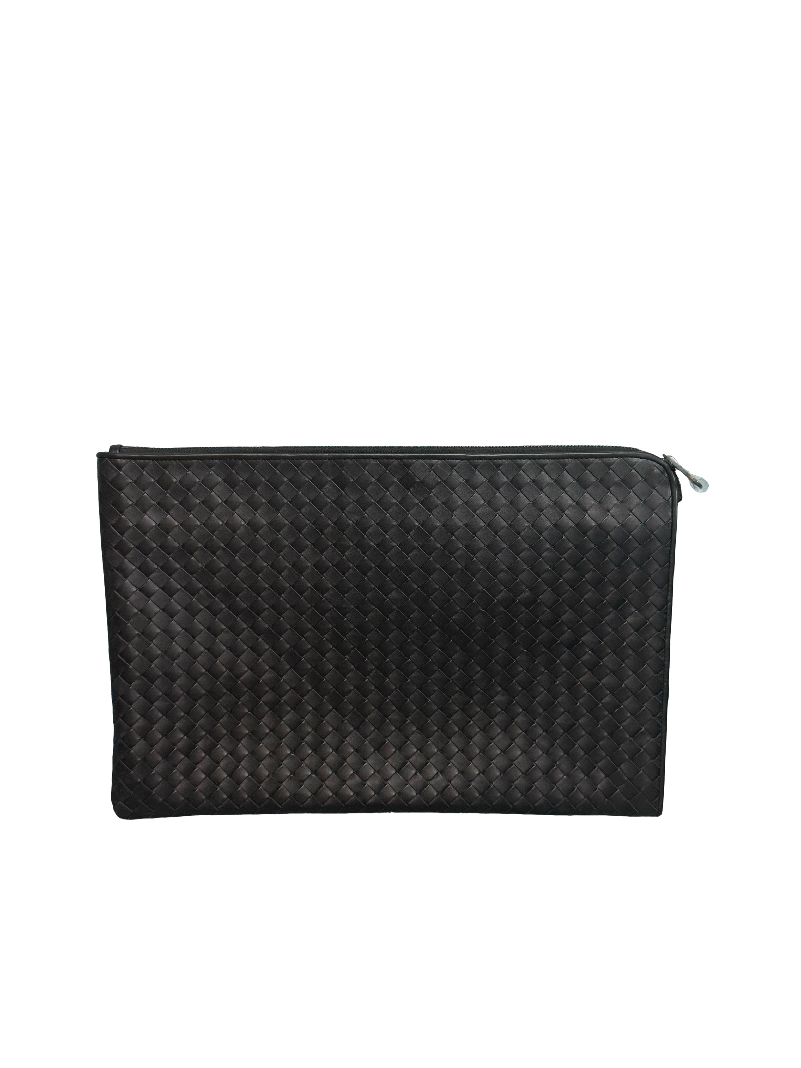Bottega Veneta Intrecciato Nappa Leather Zip Document Pouch Clutch