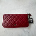 Chanel Lambskin Quilted Zip Around Long Wallet