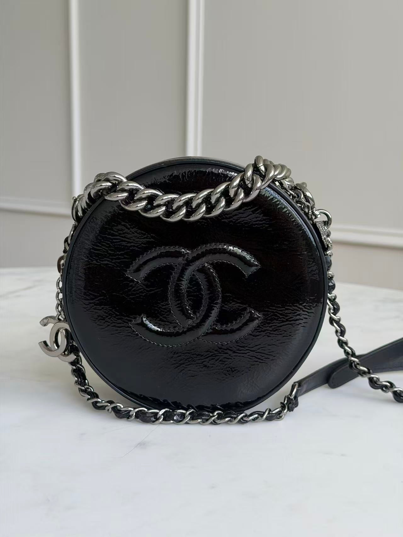5393 Chanel Patent Round As Earth Evening Bag