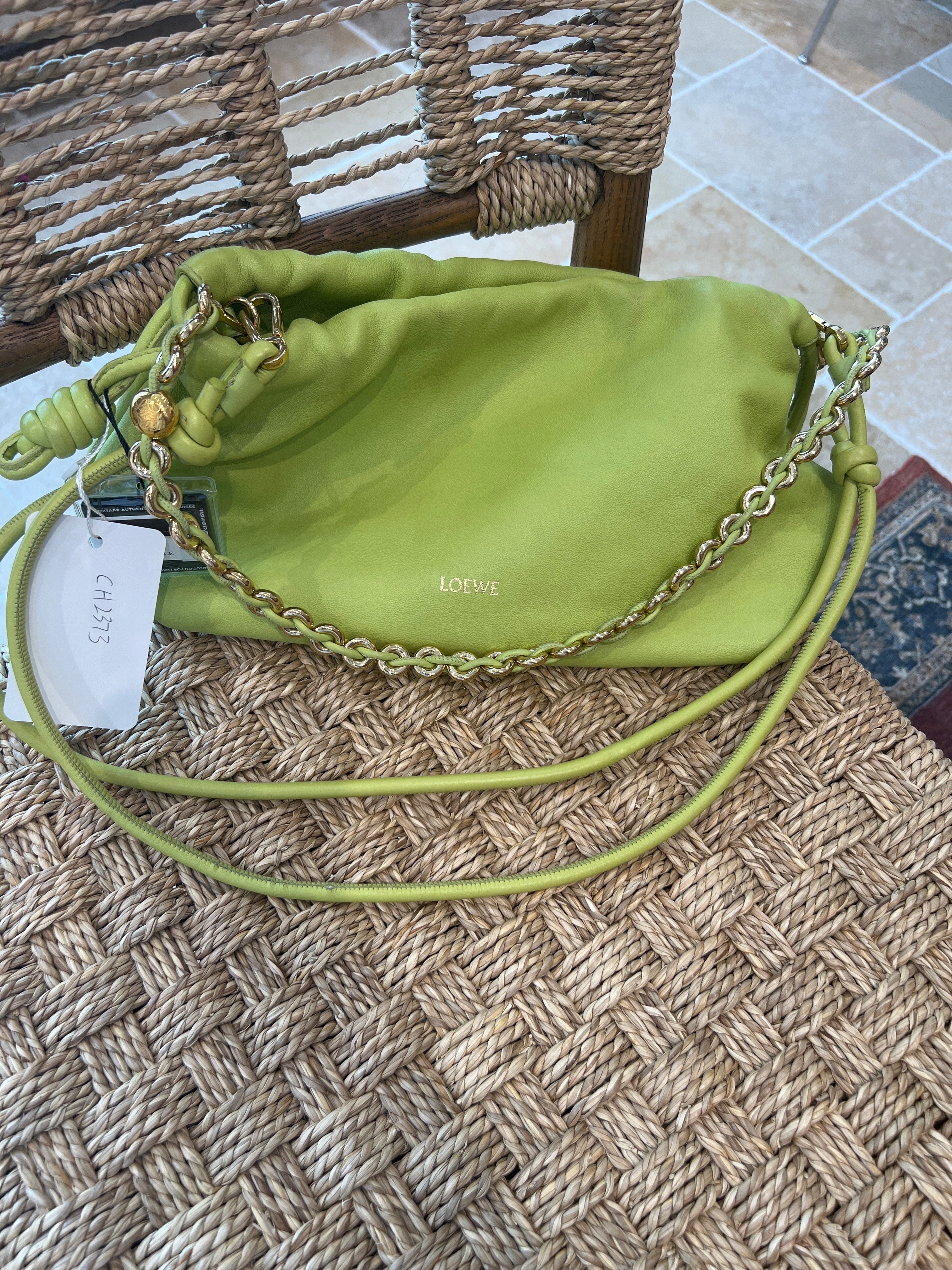 Loewe Flamenco Knot Clutch Medium Lambskin Green CH2373