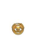 Chanel Vintage Gold Metal Fluted Cutout CC Round Brooch