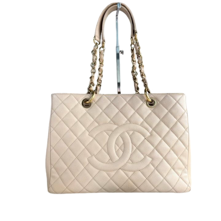 4102 Chanel Quilted Caviar Leather Grand Shopping Tote Bag