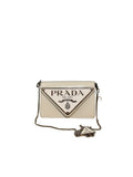 Prada Brushed Leather Triangle Logo Chain Wallet