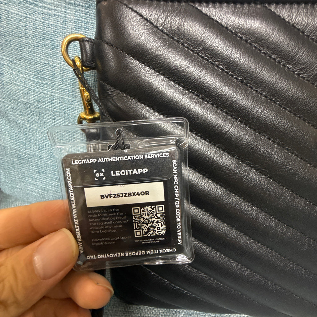 Saint Laurent Chevron Quilted Lambskin Zip Pouch Clutch