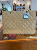 Chanel Caviar Quilted Grand Shopping Tote GST Beige Clair Circa 2008 by K. L.