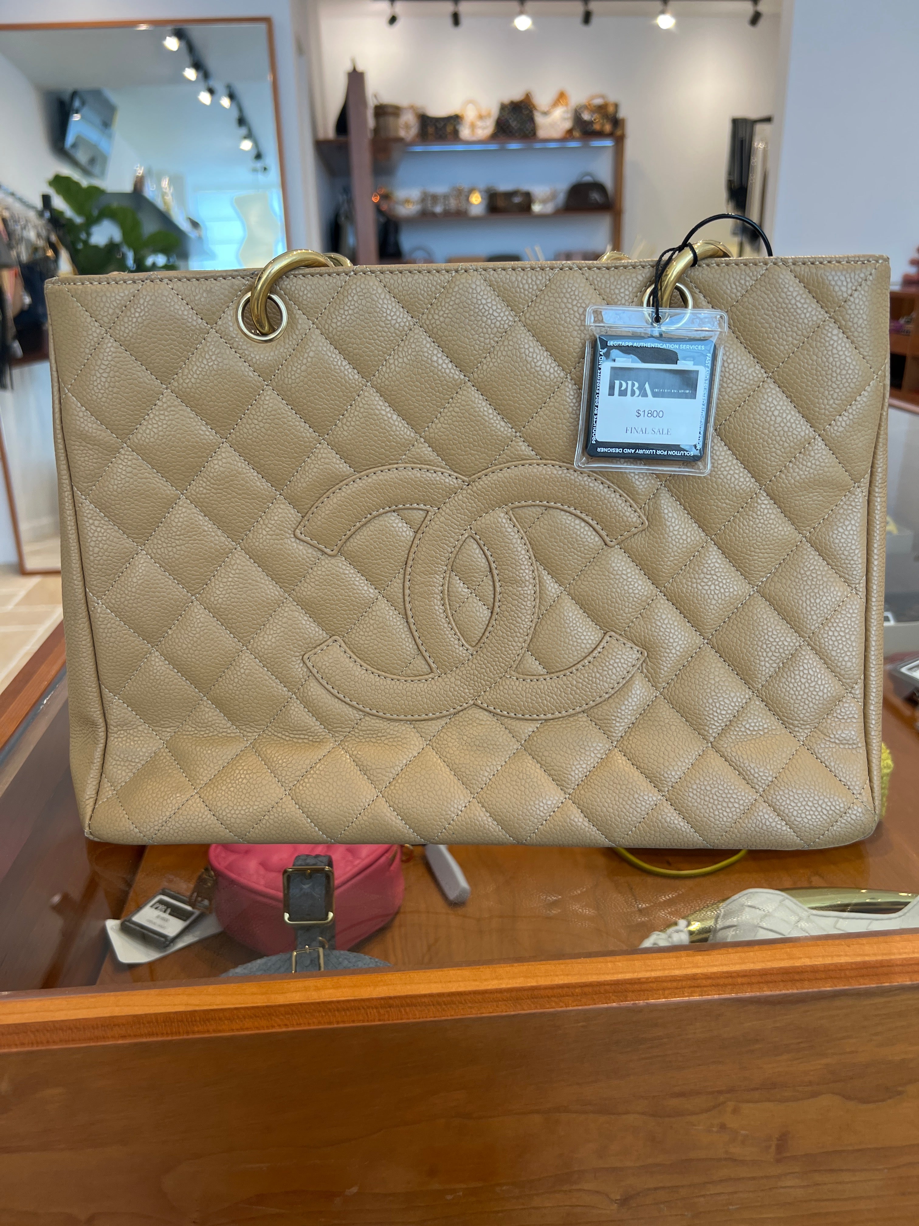 Chanel Caviar Quilted Grand Shopping Tote GST Beige Clair Circa 2008 by K. L.