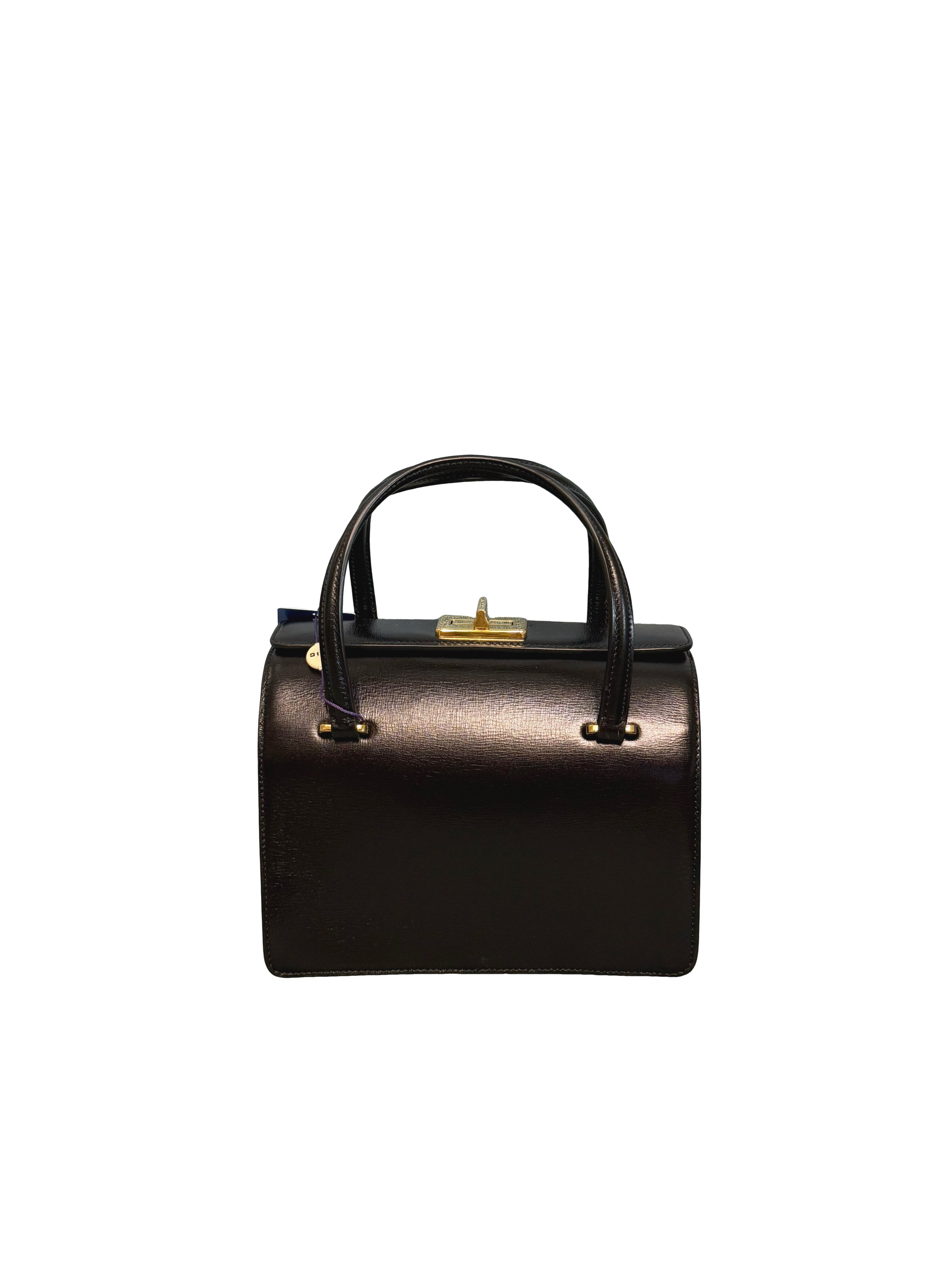 Prada Turnlock Accordion Frame Bag Box Calf Black