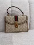 K892 Gucci Coated Canvas GG Supreme Ophidia Top Handle Shoulder Bag