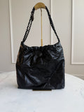 Chanel 22 Bag So Black Quilted Shiny Calfskin Black Hardware