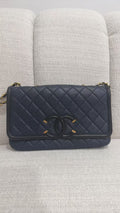 5617 Chanel Pebbled Calfskin Diamond Quilted Filigree Flap Crossbody Bag