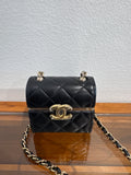 Chanel Lambskin Quilted Small Box With Chain Black