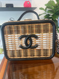 Chanel Medium Vanity Case Rattan and Patent Leather