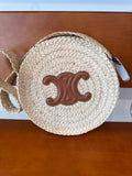 Celine Raffia Calfskin Small Round Bag