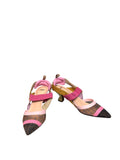 Fendi FF Mesh Colorblock Slingback Heels