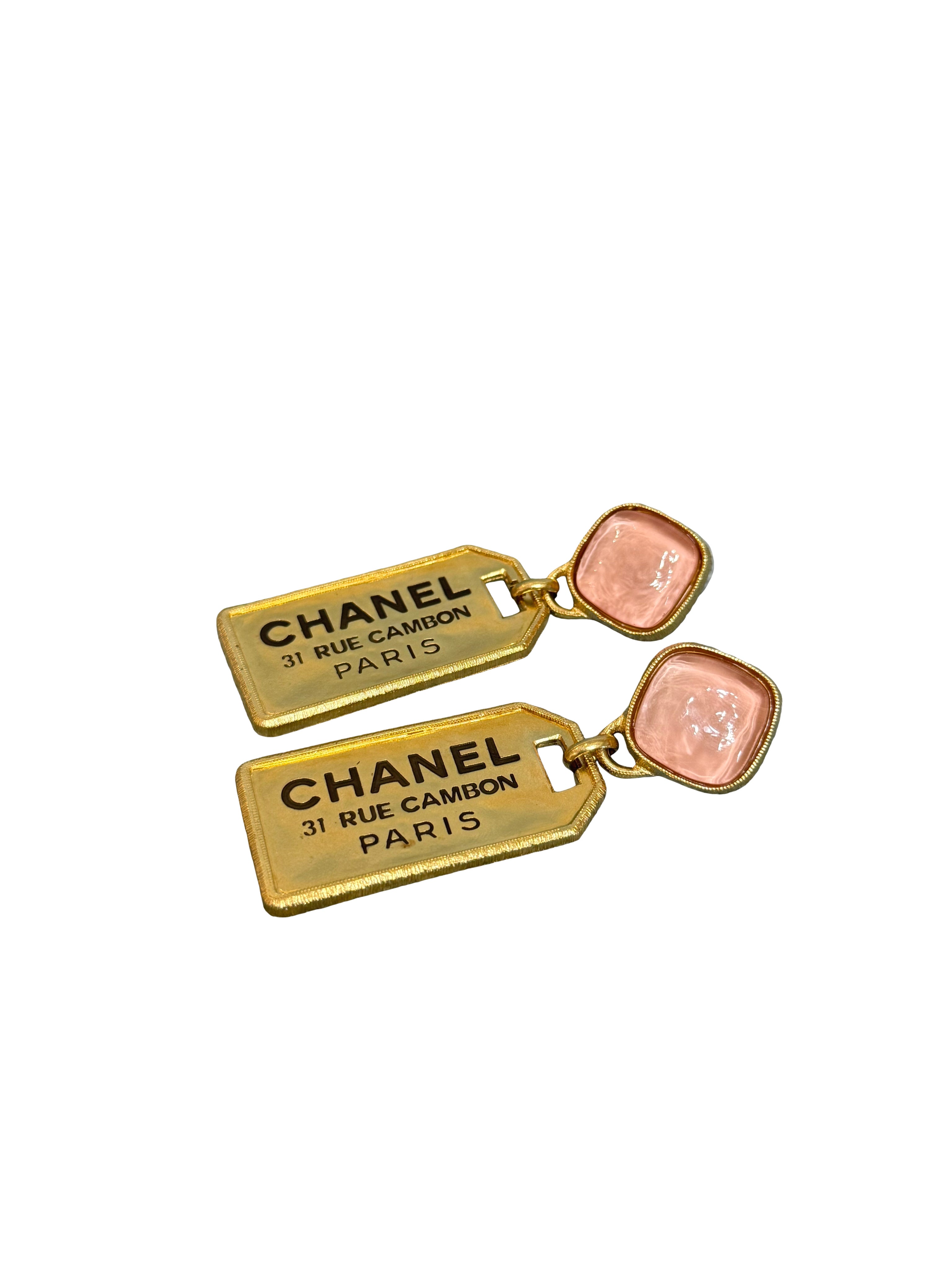 Chanel 31 Rue Cambon Tag Drop Earrings