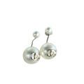 1107 Chanel CC Two-tone Pearl Drop Earrings