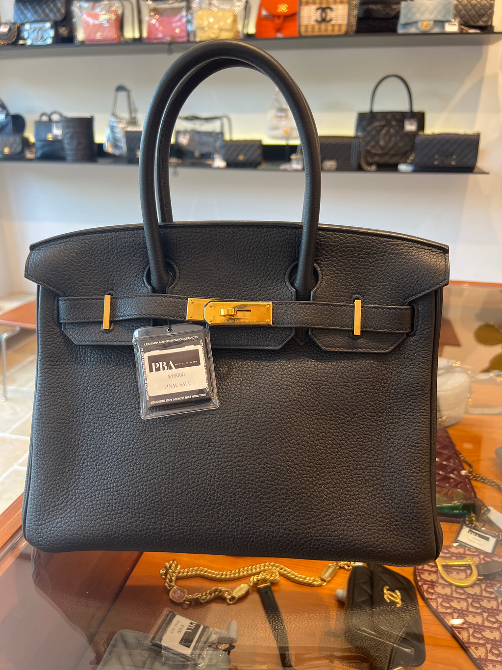 Hermes Birkin 30 Black Toga Gold hardware