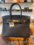 Hermes Birkin 30 Black Toga Gold hardware