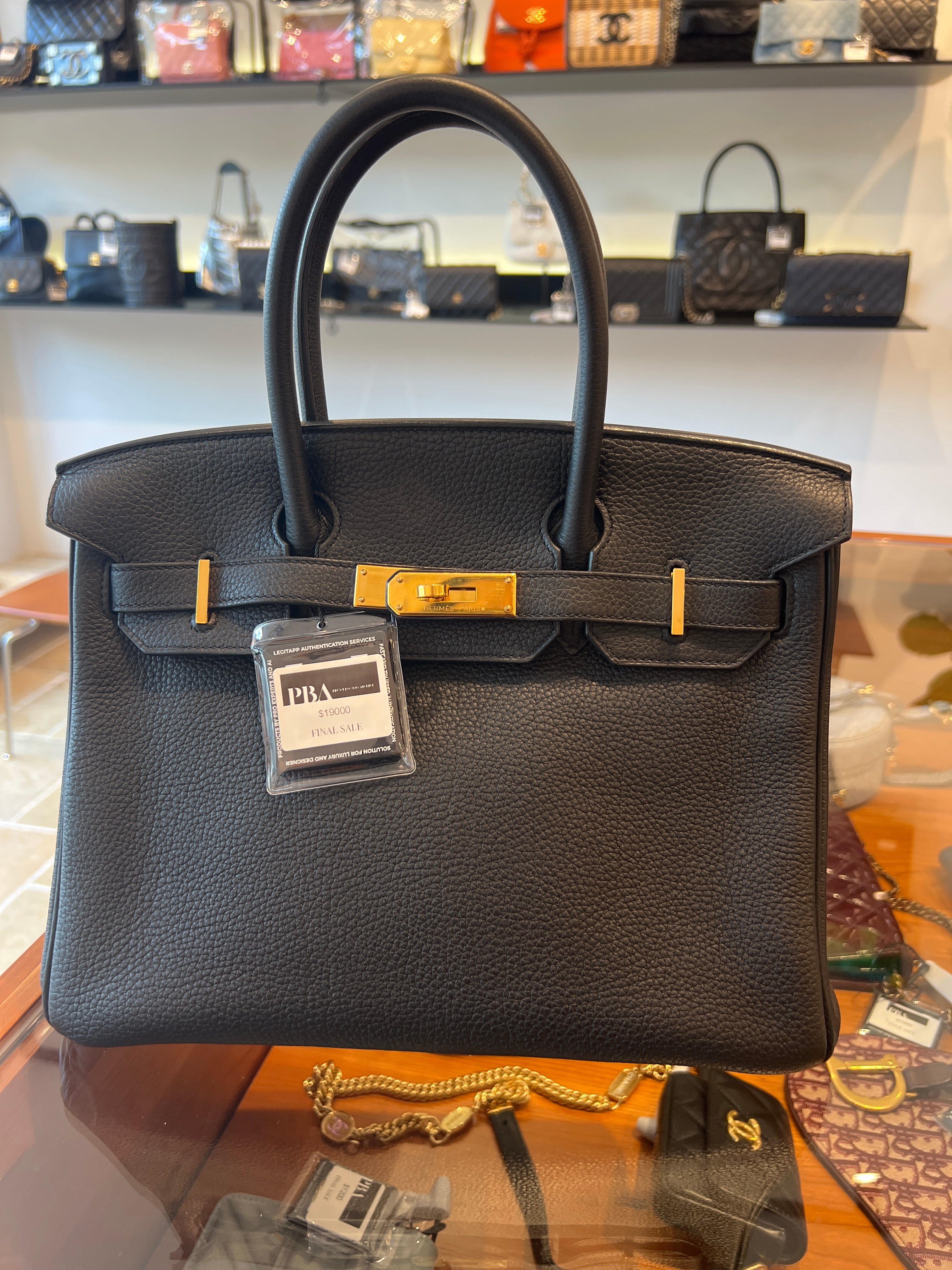 Hermes Birkin 30 Black Toga Gold hardware