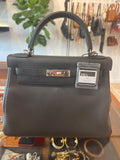Hermes Kelly 28 in black Togo leather silver hardware