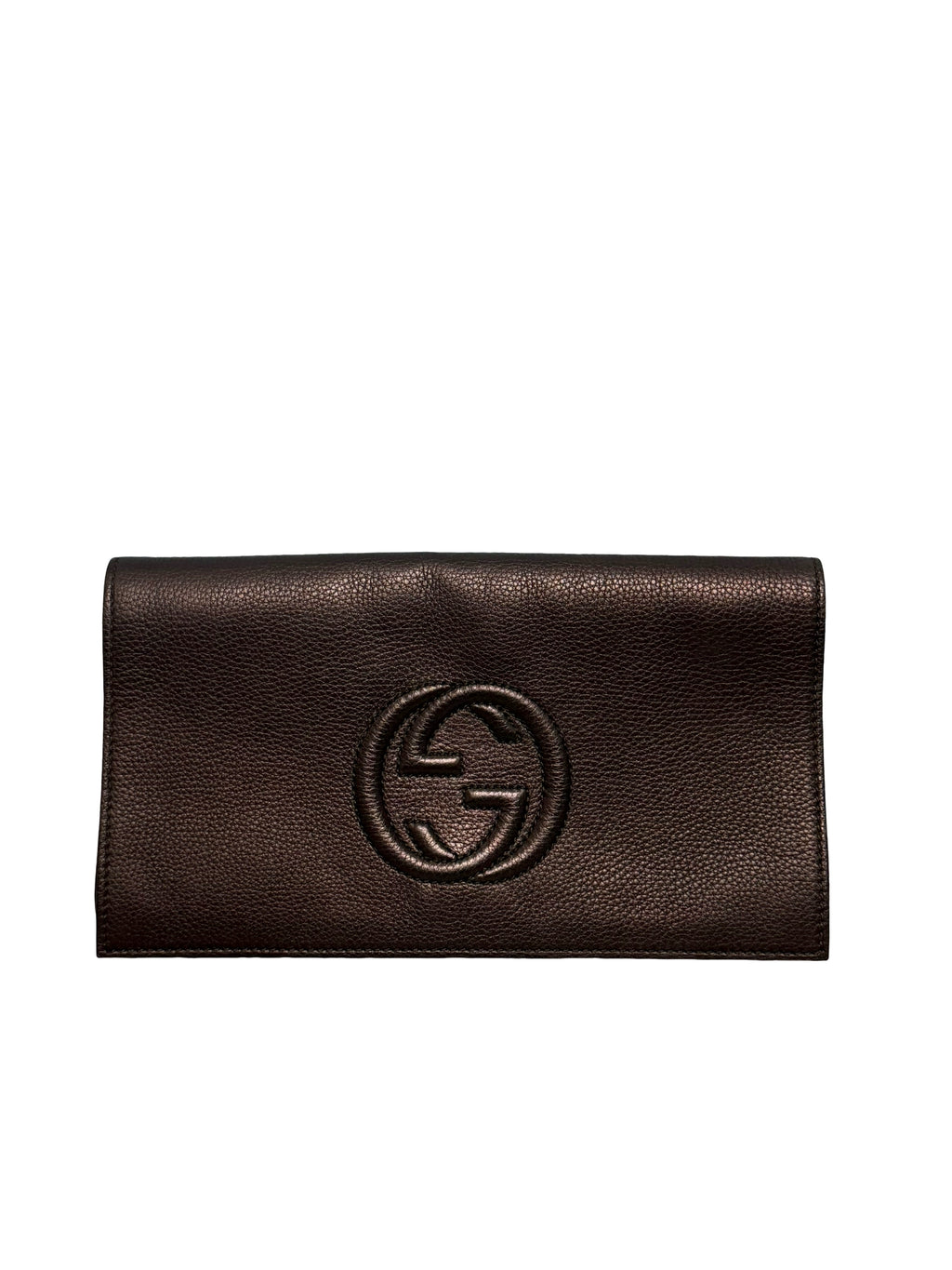 Gucci Pebbled Leather Continental Flap Clutch