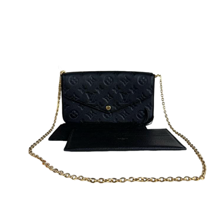 4131 Louis Vuitton Monogram Empreinte Leather Pochette Felicie Chain Wallet