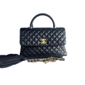 4389 Chanel Quilted Caviar Leather Large Coco Handle Handbag