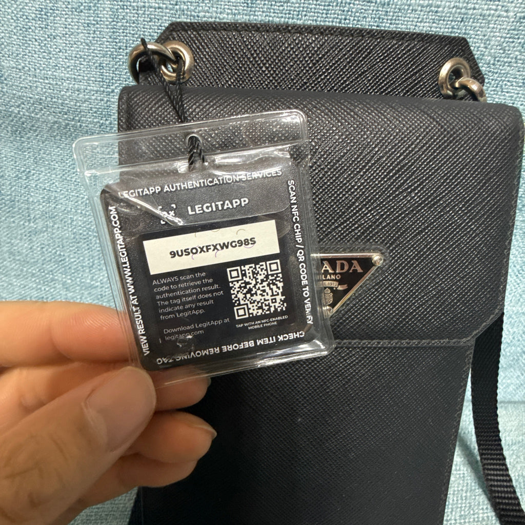 Prada Saffiano Leather Triangle Logo Phone Crossbody Bag