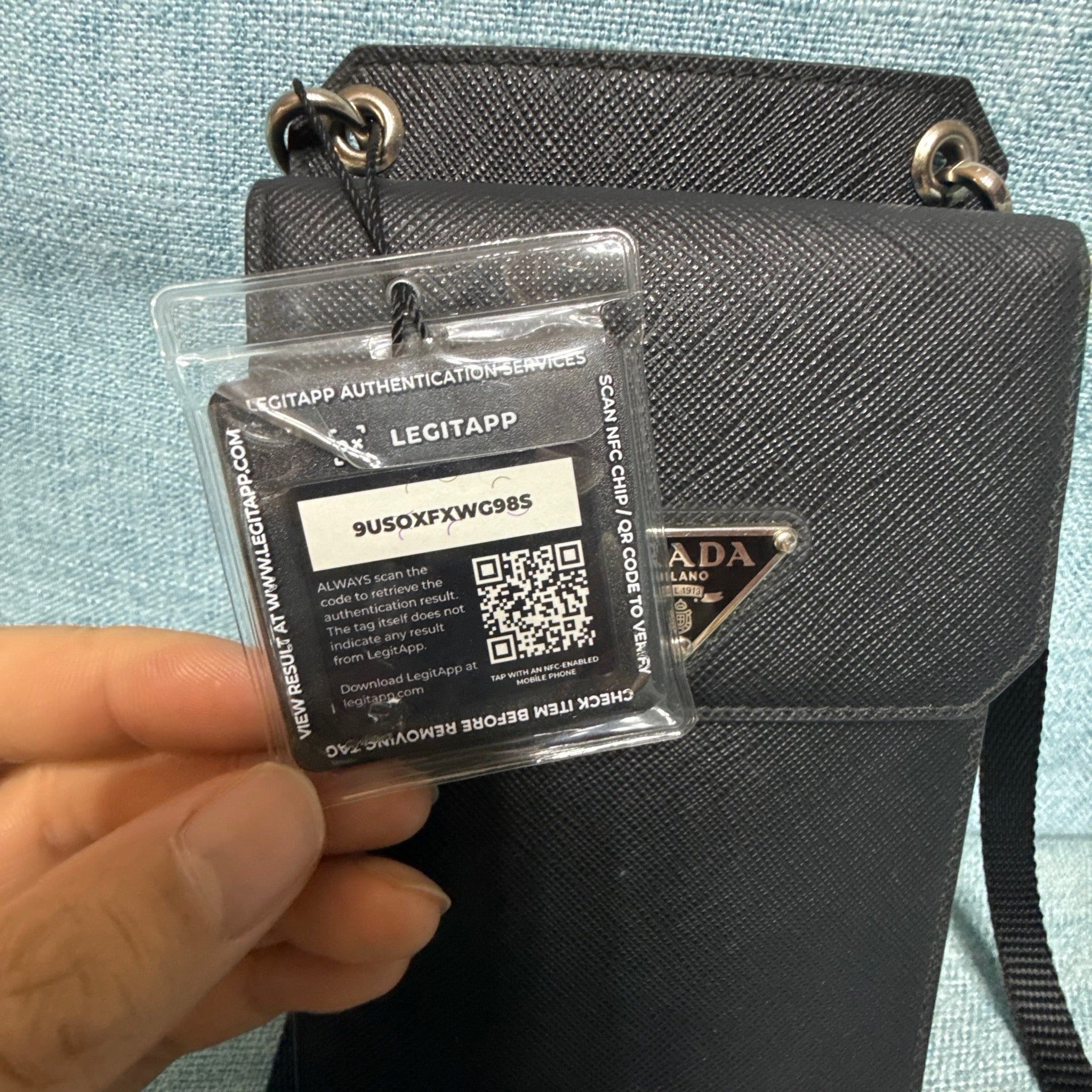 Prada Saffiano Leather Triangle Logo Phone Crossbody Bag