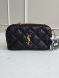 5517 Saint Laurent Quilted Monogram Becky Double Zip Pouch